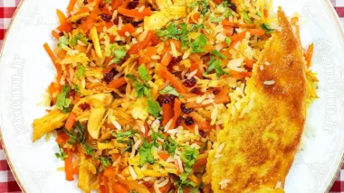 هویج پلو با مرغ ریش ریش -آشپزی با ژوان